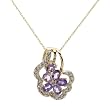 Necklace With 1.17ctw Precious Stones - Genuine Amethysts and Diamonds Crafted in Yellow Gold Length 18in