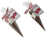 Gift Pack Of 2 Handmade Chocolates, Cocoa Cones With Milk Chocolate Hot Chocolate Mix & Decorative Candies & Marshmallows - 4.8-Ounce Cones (1 Each Love Hearts & Chocolate Chips)