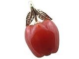 Red Jade Country Apple Pendant, 14k Gold
