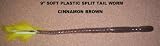9 Soft Plastic Split Worm - (8 Pack) Cinnamon Brown with various tail colors