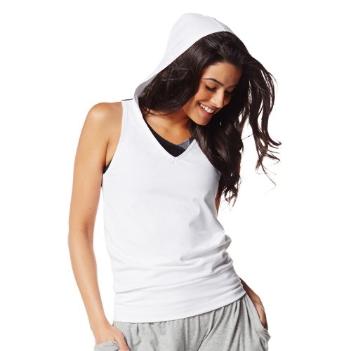 Zumba Wear Women's Print Perfect Sleeveless Hoodie, Large, Wear it Out White