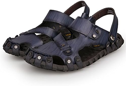 SANSEIJH Men's Breathable Casual Outdoor Leather Sandals Heel Strap Summer Fisherman Sandals