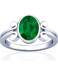 14K White Gold Oval Cut Emerald Solitaire Ring