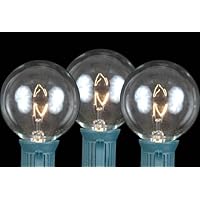 Novelty Lights, Inc. G-50-CL Globe Shaped Christmas Replacement Bulbs, Clear, E17/C9 Intermediate Base, 7 Watt, 25 Pack