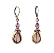 Earrings - E240 - Teardrop Window Pane and Crystal ~ Amethyst