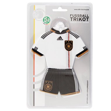 Mini Mini Kit Fussball Trikot f&uuml;rs Auto mit Sauger, Deutschland-Design, 16,2x26,7x1 cm