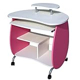 TECHNI MOBILI Wood Computer Workstation In Pink and White