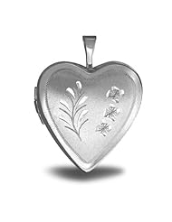 Sterling Silver Heart "Floral" Locket 3/4 inch x 3/4 inch