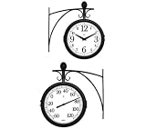 Lawn & Patio - Springfield 91572 Dual Sided Outdoor Thermometer and Clock with Wall Bracket