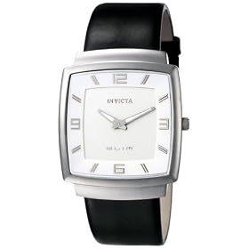 Invicta Men's Slim Collection Square Black Leather Watch #5135