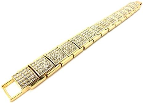 Janestore Fashion Crystal Pave Rhinestone 8.5" Long High Quality Hip Hop Bracelet