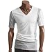 DOUBLJU Mens Casual Short Sleeve COLORATION V-NECK T-Shirt(DJ44)-WHITE-XL