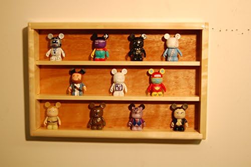 Vinylmation Disney figure wall hanging display case in solid pine