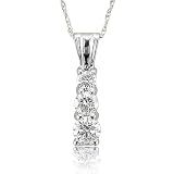 14k White Gold 3-Stone Journey Diamond Pendant Necklace (GH, I1-I2, 0.50 carat)