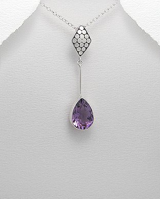 Pendentif En Argent Avec Améthyste -Design Élégant 