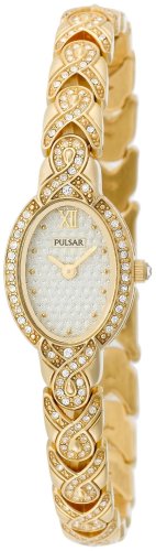 Pulsar Women's PEGC94 Crystal Accented Dress Gold-Tone Stainless Steel Watch