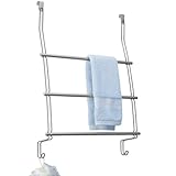InterDesign Classico Over-The-Shower-Door Towel Rack 3, Silver
