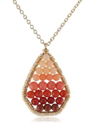 Dana Kellin Sweet and Simple Pentagon Shaped Bubbly Coral Filled Pendant Necklace, 16.62"