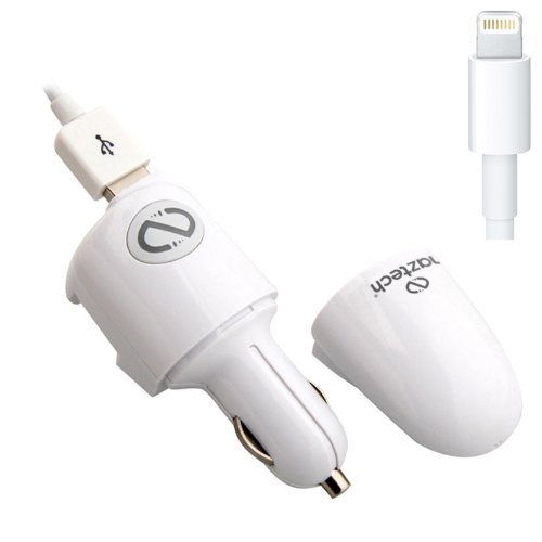 Naztech N300-12204 Apple Certified Lightning 8-Pin 3-In-1 Portable Car and Wall Charger for iPhone 5/5S, 6/6 Plus and iPad Air/Air 2, iPad Mini/2/3 - White