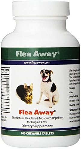 Flea Away Natural Flea Tick and Mosquito Repellent Vitamin Complex Specifically Formulated Dogs and Cats - 100 Tabs