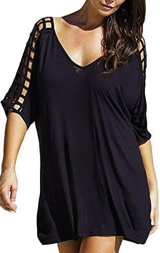 Moondala Ladies Backless Solid Baggy T-Shirts Blouses Dresses Cold Shoulder Tops