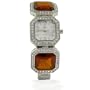 Bling Jewelry Louis Arden Cushion Cut Smokey Topaz Color Crystal Fashion Watch