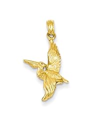 14k Yellow Gold 3-D Flying Pelican Pendant. Metal Wt- 1.02g