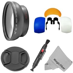 67MM Essential Lens Accessory Kit for DSLR Cameras, CANON (18-135mm EF-S IS STM, EF 70-200mm f/4L), NIKON (18-105mm f/3.5-5.6 AF-S DX VR ED Nikkor, 70-300mm f/4.5-5.6G) - Includes: 0.43x Wide Angle High Definition Lens + Flash Diffuser (Set of 3) + Center Pinch Lens Cap + Lens Cleaning Pen System + 