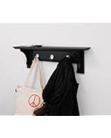 nexxt Bennet Shelf With 3 Hooks, 23.5-Inch, Black