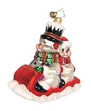 Christopher Radko Glass Down The Hill We Go Snowman Christmas Ornament #1015532