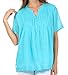 Sakkas Henley Pintuck Button Front Semi-Sheer Gauzy Cotton Blouse