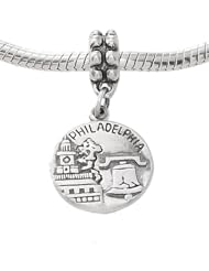 Sterling Silver Philadelphia City of Brotherly Love Dangle Bead Charm