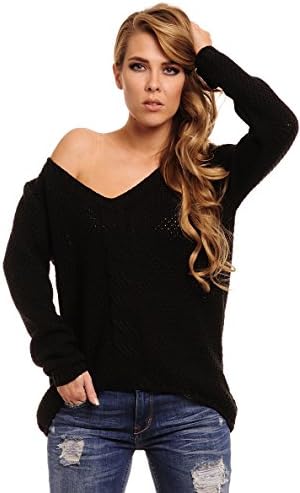 Glamour Empire Women's Warm Long Sleeve V Neck Sweater Pullover Jumper 346