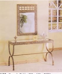 Entry Way Console Table Brown Metal Frame