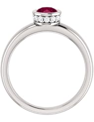 18K White Gold 7.00x5.00mm Oval Cut Rhodolite Garnet and Diamond Ring -- LIFETIME WARRANTY