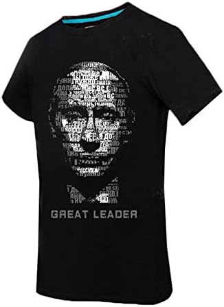Men's Cool Cacual Russia Putin Printing O-Neck Short Sleeve T-Shirt Black