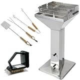 Trichtergrill Set, Kohlegrill, Säulengrill, Standgrill Set mit Besteck & Bürste