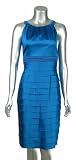 Jones New York Blue Sleeveless Shutter Pleats Dress 14 Petite