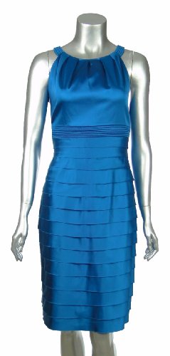 Jones New York Blue Sleeveless Shutter Pleats Dress 14 Petite [Apparel]