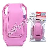 Pink Leather Vertival Cover Pouch Belt Clip for Samsung SCH-A870 / Siren