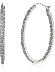 Sterling Silver Cubic Zirconia Large Oval Hoop Earrings