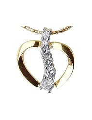 14k Yellow Gold Heart Pendant with 0.60ct Round Cut Diamonds.
