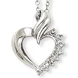 Sterling Silver Heart Diamond Necklace with 18 inch Sterling Silver chain