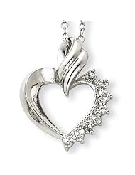 Sterling Silver Heart Diamond Necklace with 18 inch Sterling Silver chain