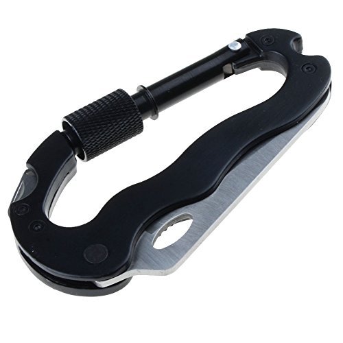 Moobom Stainless Steel Aluminum Outdoor Climbing Carabiner Hook Gear Multi-functional Climbing Gear with knife Buckle Rock Lock Keychain