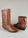 Gathered Cuff Low Wedge Boot