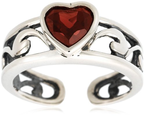 Sterling Silver Heart-Shaped Celtic Garnet Ring, Size 8