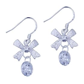925 Sterling Silver Bowknot Dangle Earrings