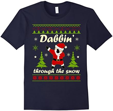 Men's Dabbin Through the Snow Santa Ugly Christmas Sweater T-shirt XL Navy