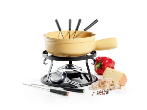 Josef Maeser GmbH (FO) Domestic 924397 K&auml;sefondueset mit 1 Rechaud, Rechaudunterteil, Aluminium Diffuser, Brenner, Fonduetopf und 6 Fonduegabeln / ...